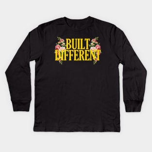 BUILT DIFFERENT Floral Aesthetic Kids Long Sleeve T-Shirt